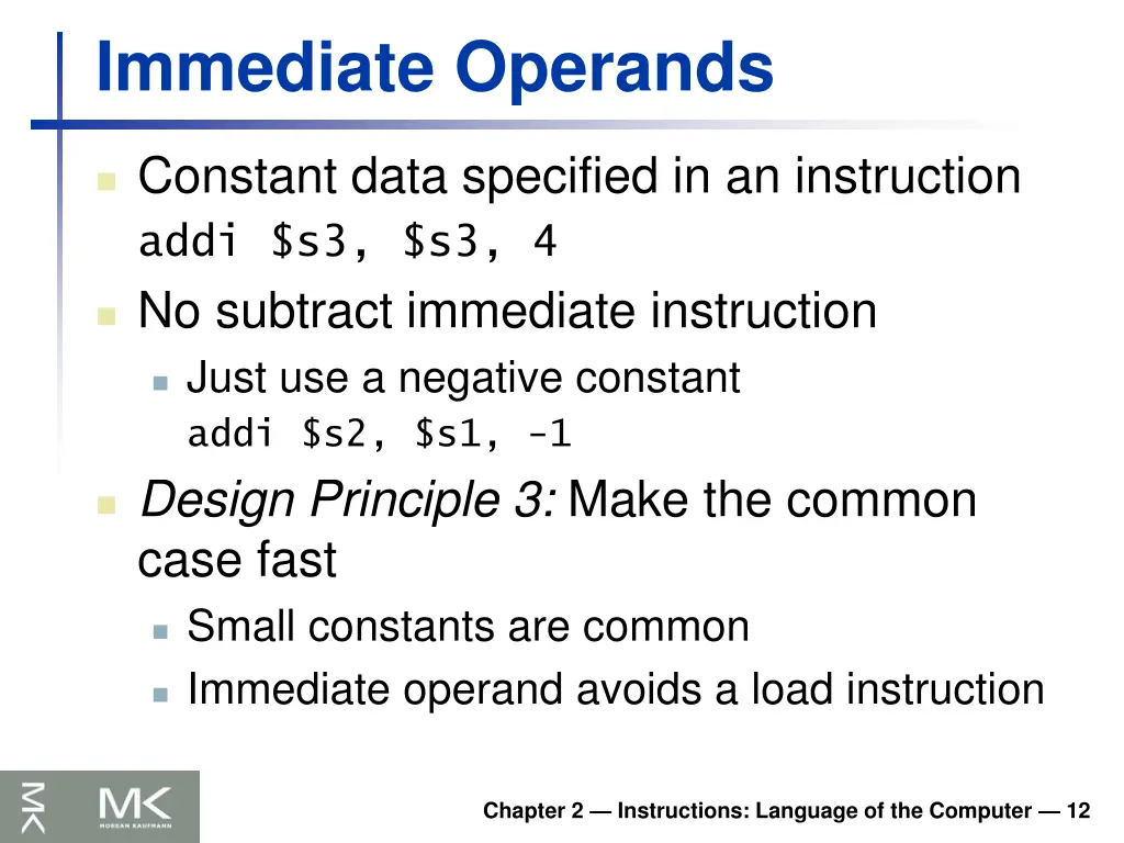 immediate operands