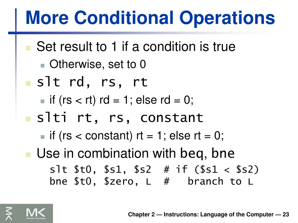 more conditional operations