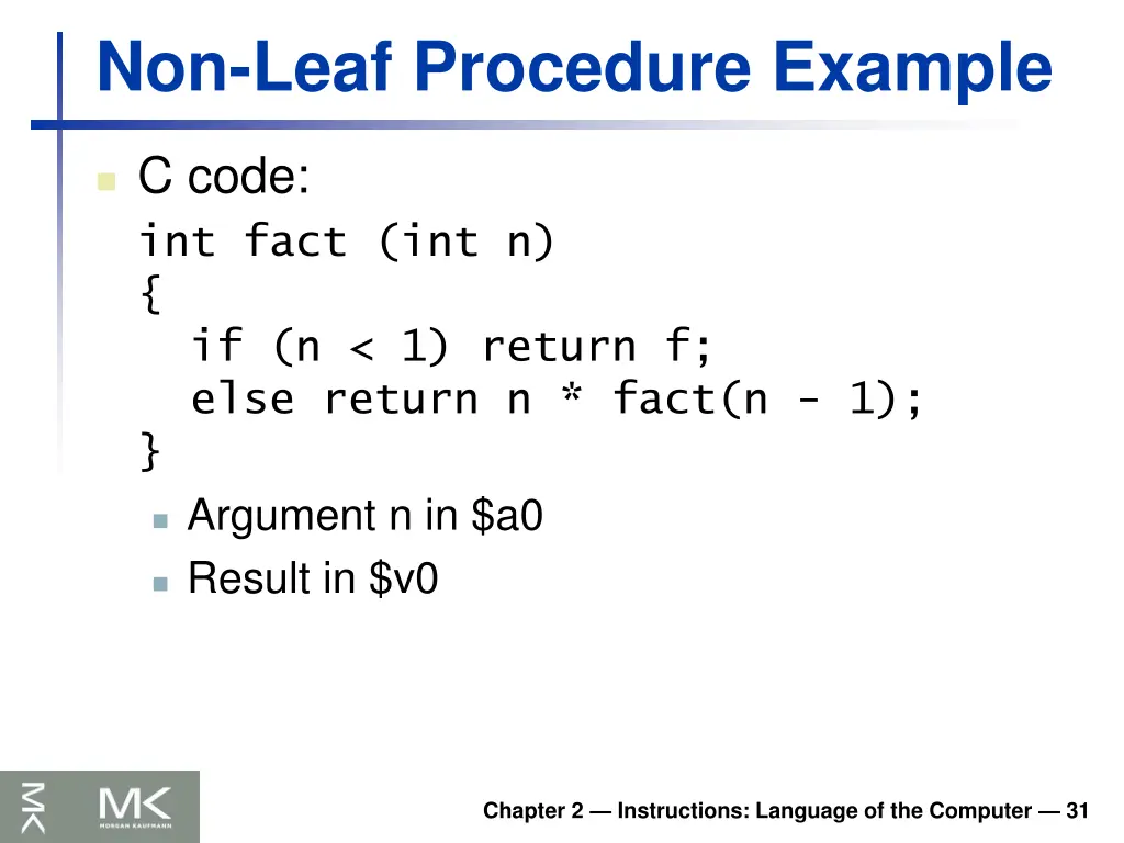 non leaf procedure example