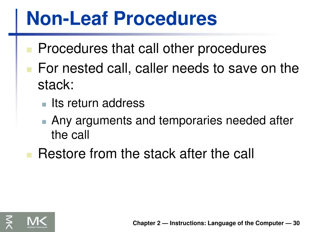 non leaf procedures
