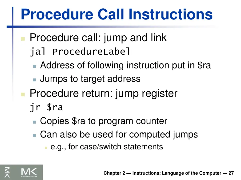 procedure call instructions