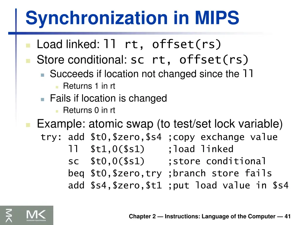 synchronization in mips