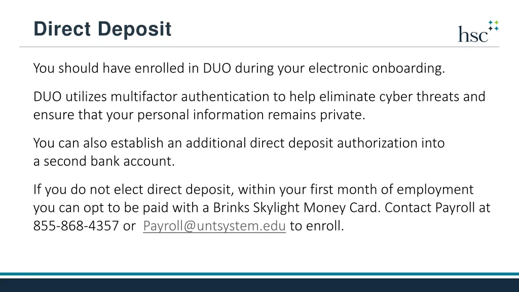 direct deposit