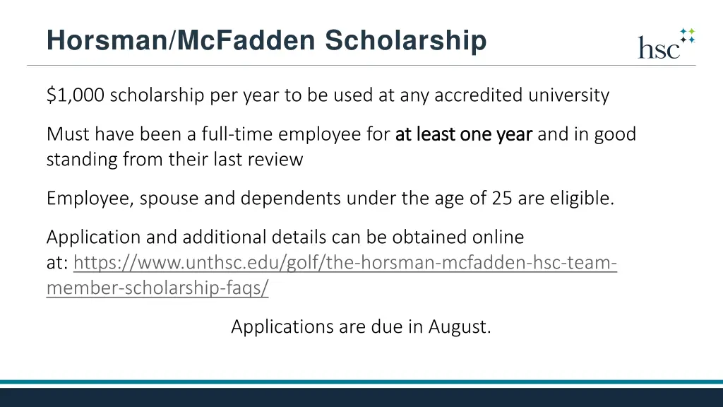 horsman mcfadden scholarship