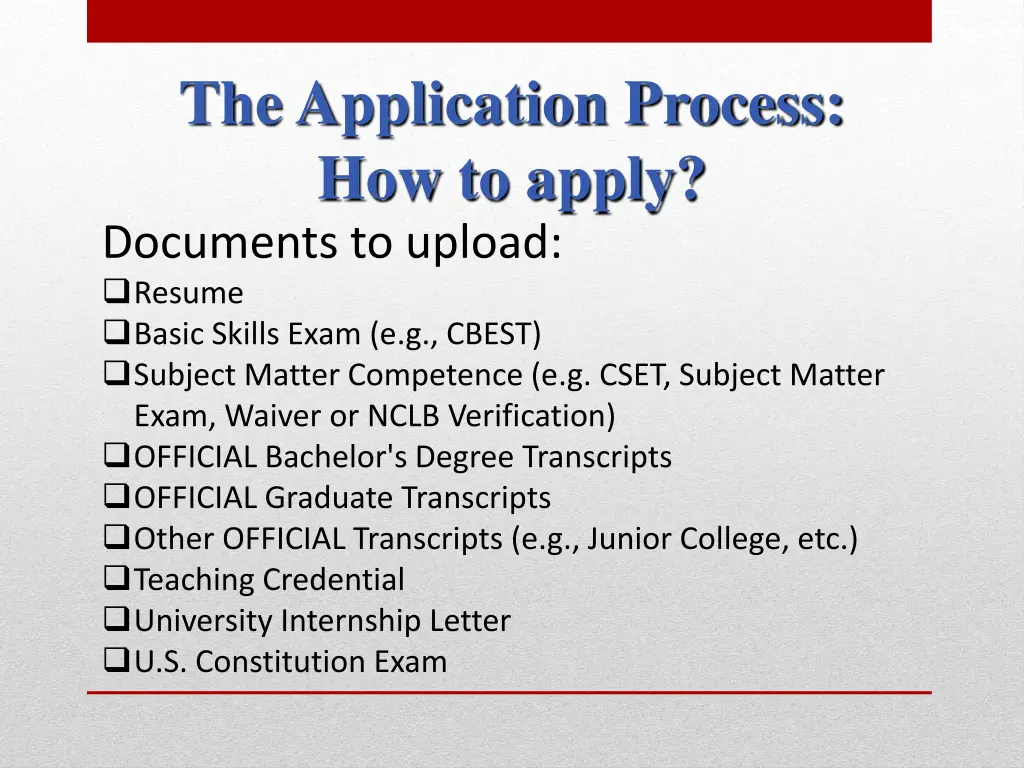 the application process how to apply documents