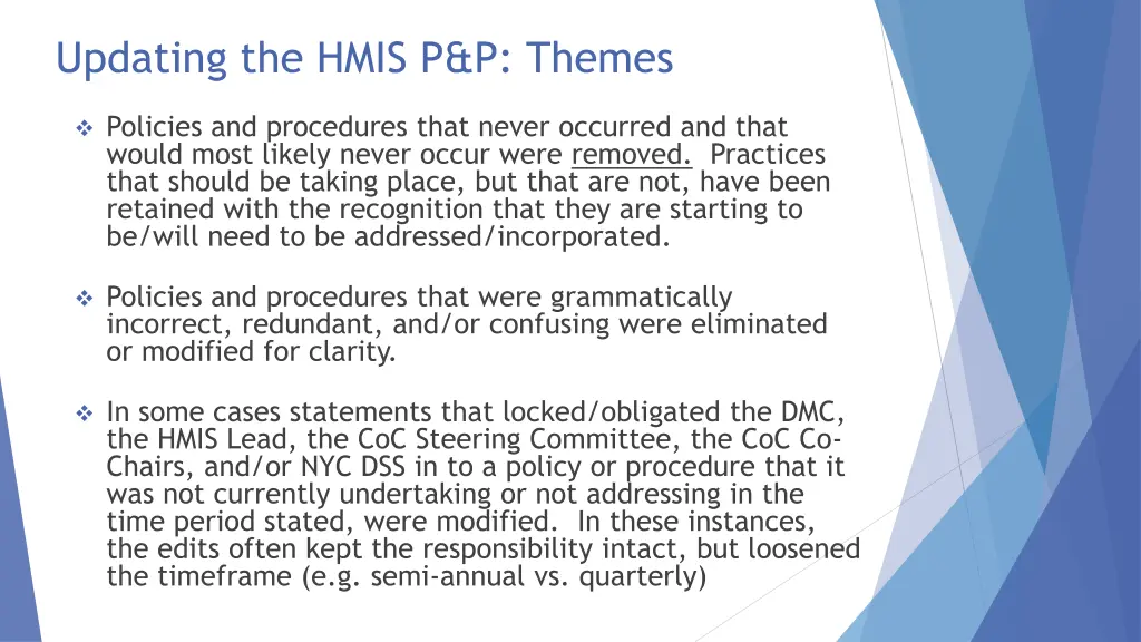 updating the hmis p p themes