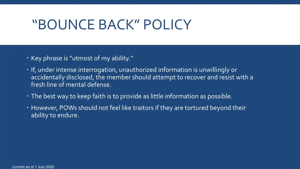 bounce back policy