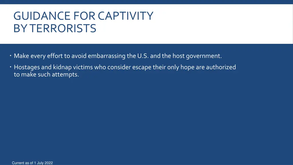 guidance for captivity by terrorists 1