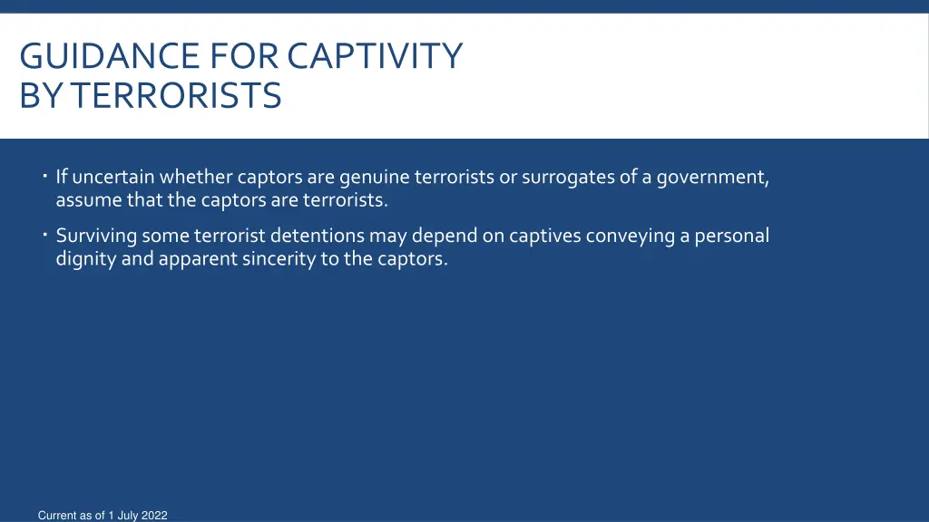 guidance for captivity by terrorists