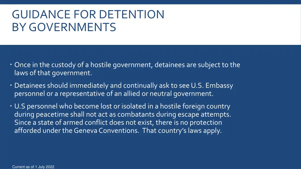 guidance for detention by governments