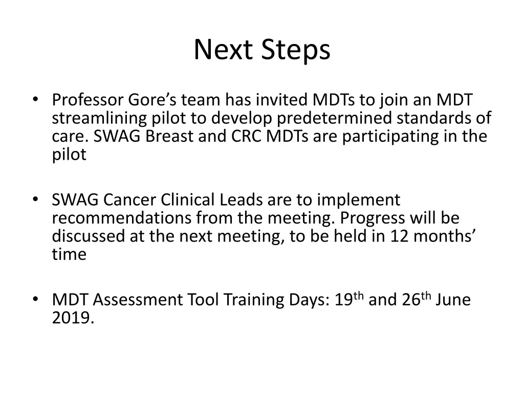 next steps