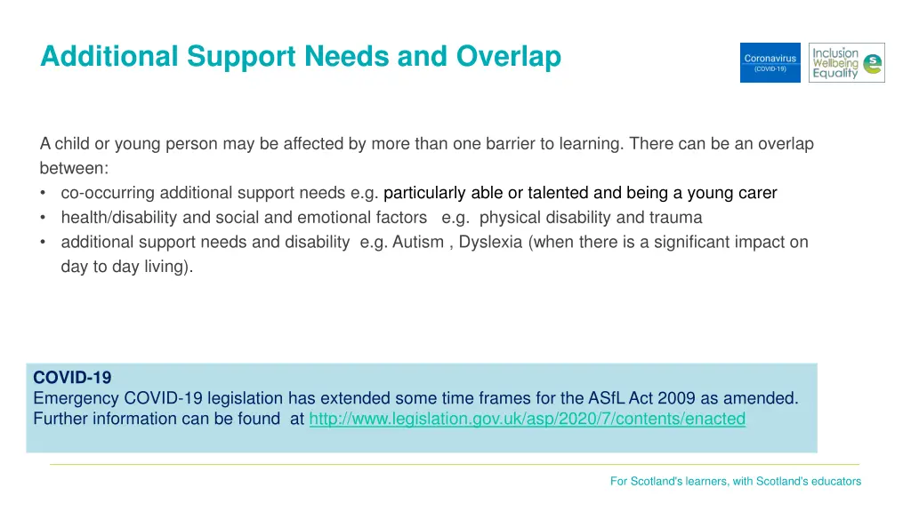 additional support needs and overlap