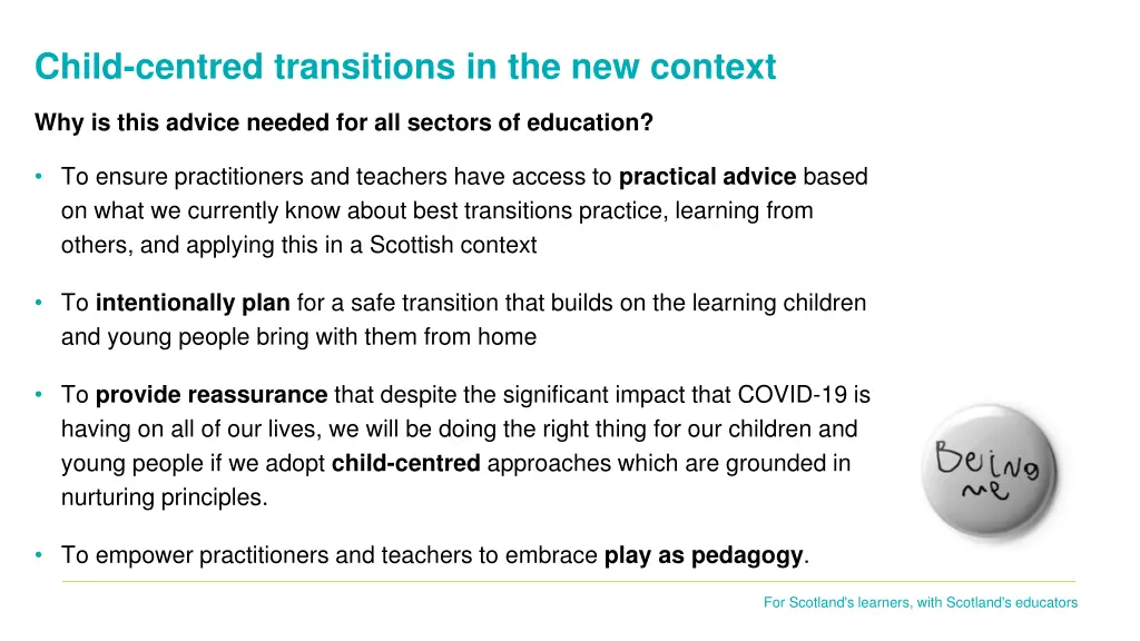 child centred transitions in the new context