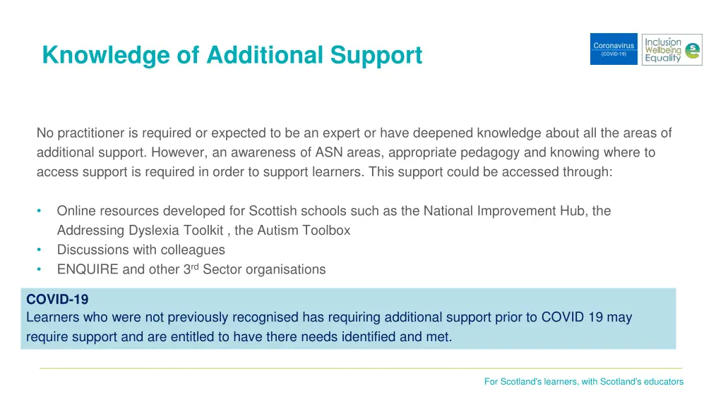 knowledge of additional support