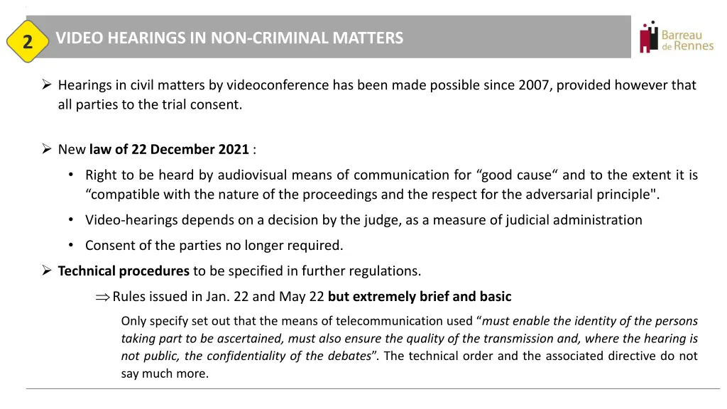 video hearings in non criminal matters