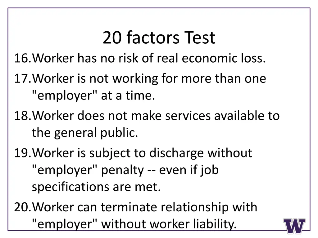 20 factors test 3