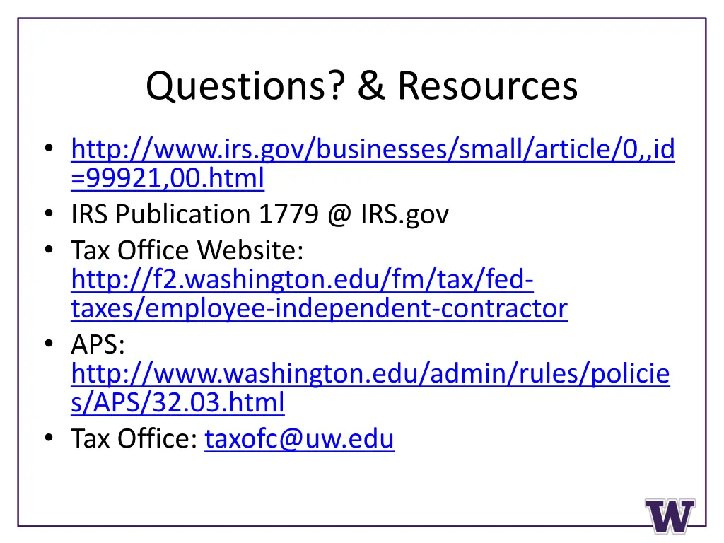 questions resources