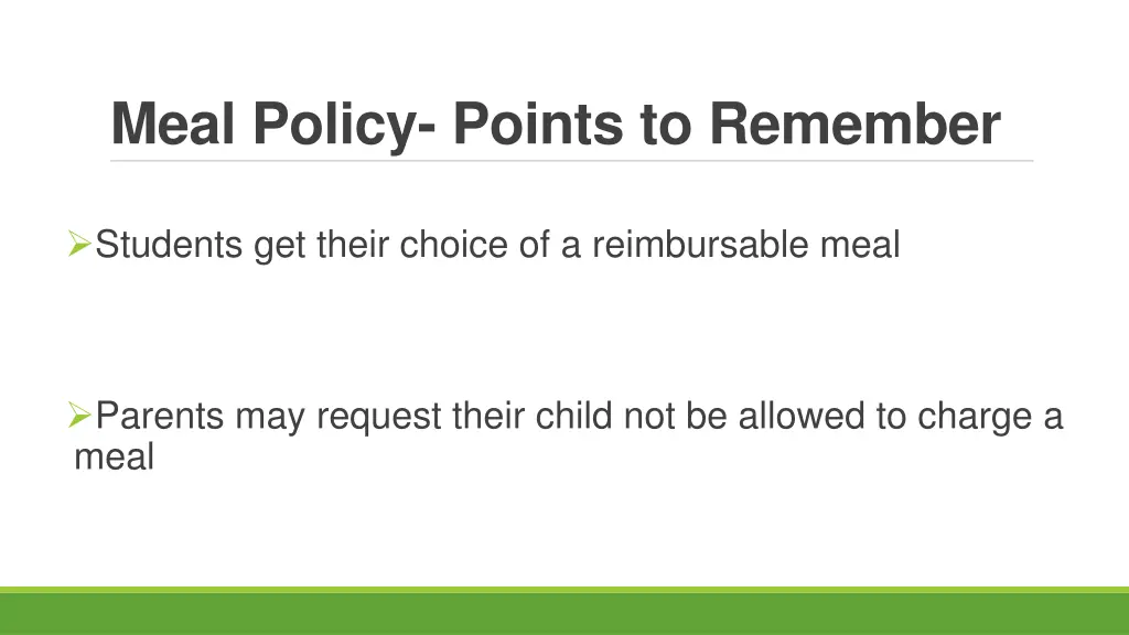 meal policy points to remember