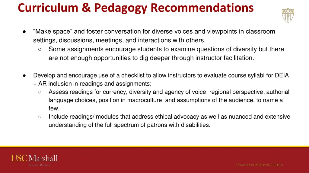 curriculum pedagogy recommendations 1