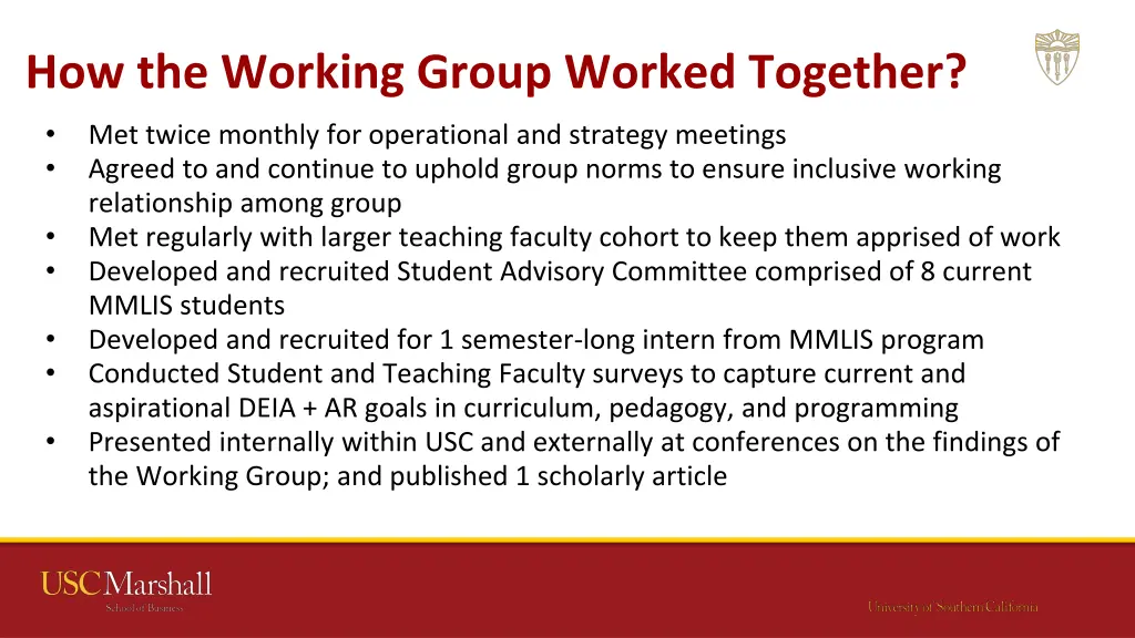 how the working group worked together