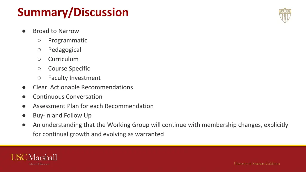 summary discussion