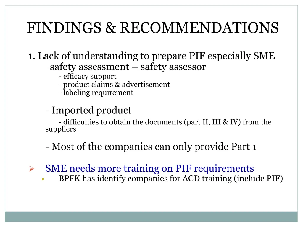 findings recommendations