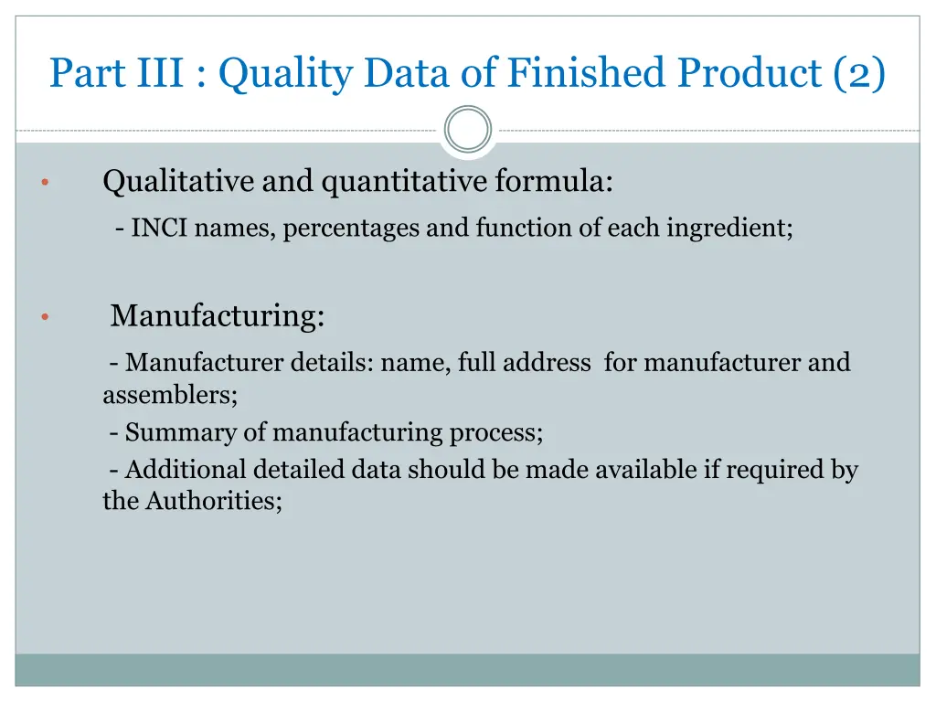 part iii quality data of finished product 2