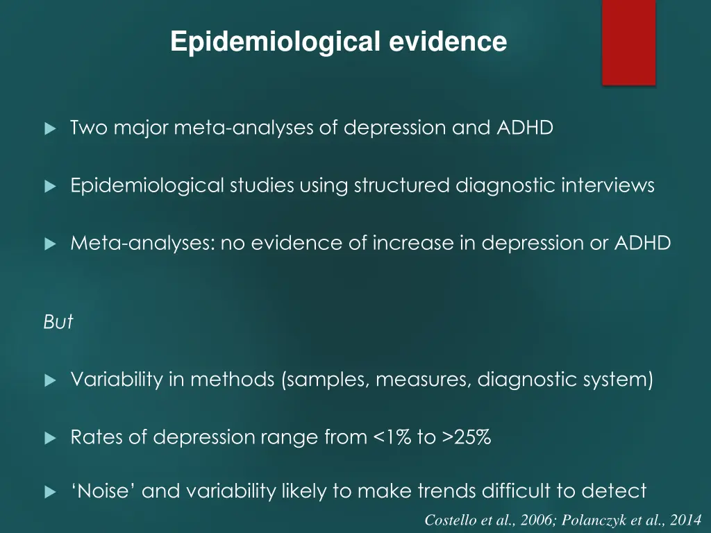 epidemiological evidence
