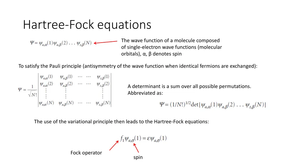 hartree fock equations