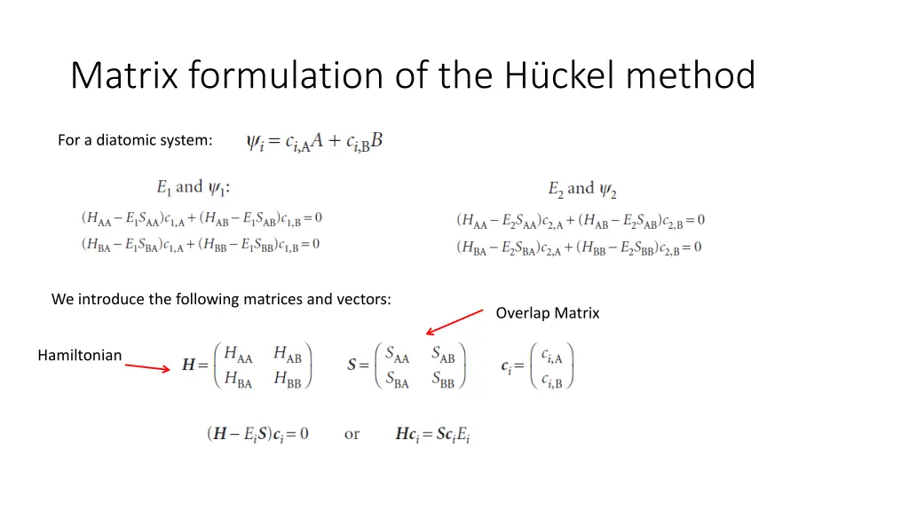 matrix formulation of the h ckel method