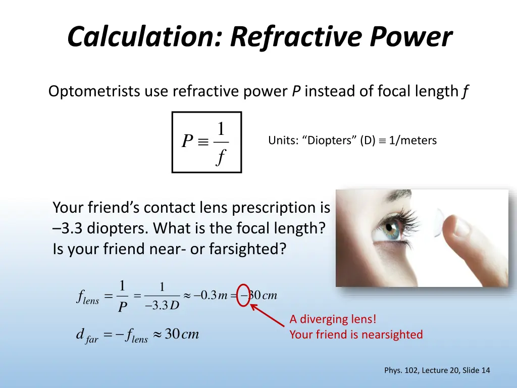 calculation refractive power