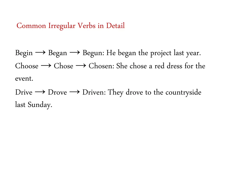 common irregular verbs in detail