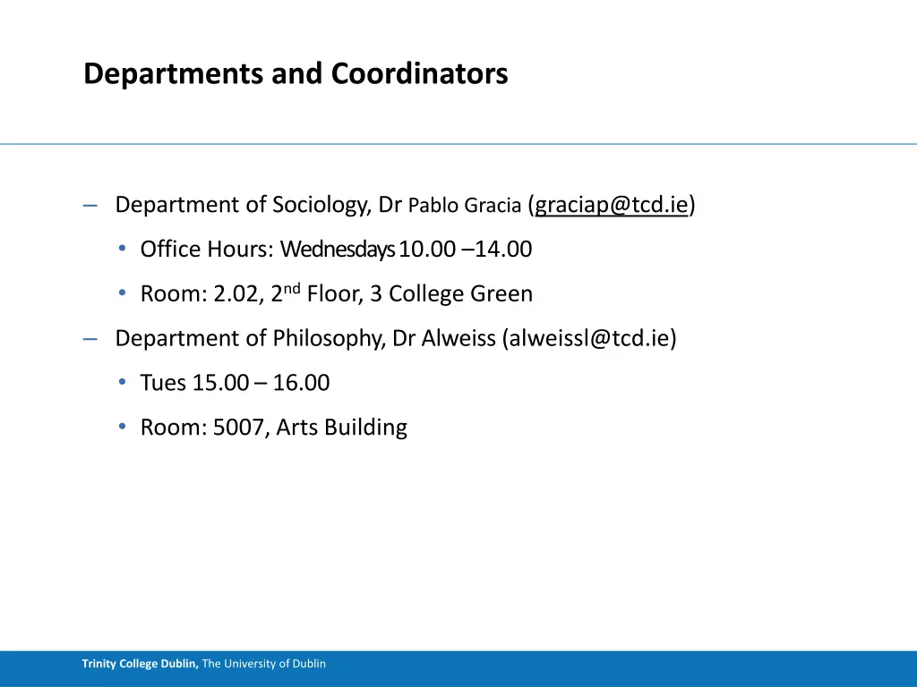 departments and coordinators 1