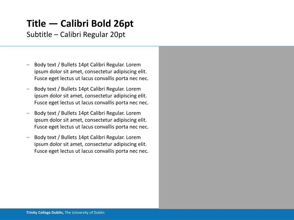 title calibri bold 26pt subtitle calibri regular