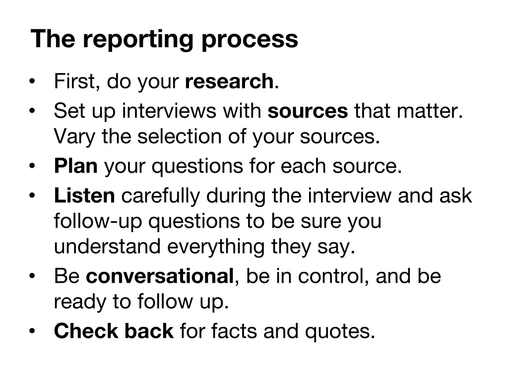 the reporting process