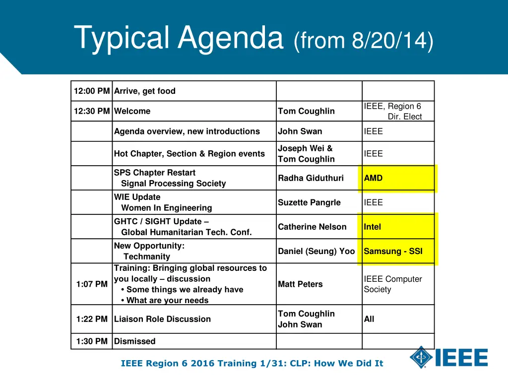 typical agenda from 8 20 14