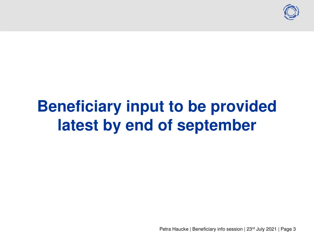 beneficiary input to be provided latest
