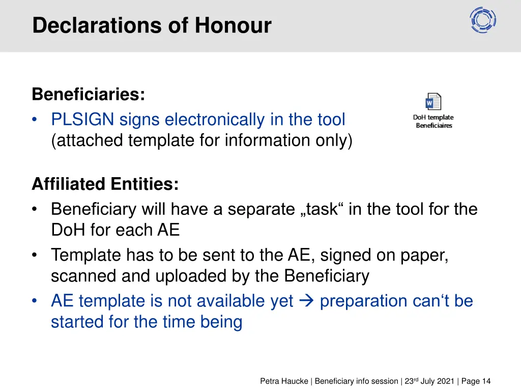 declarations of honour