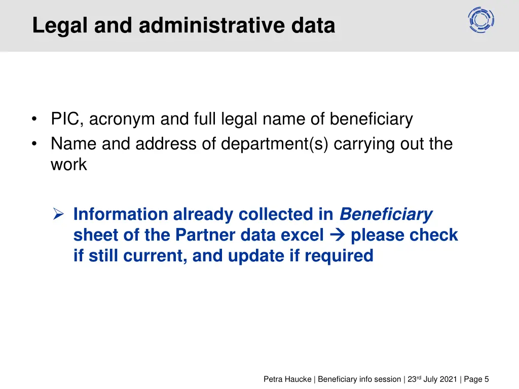 legal and administrative data