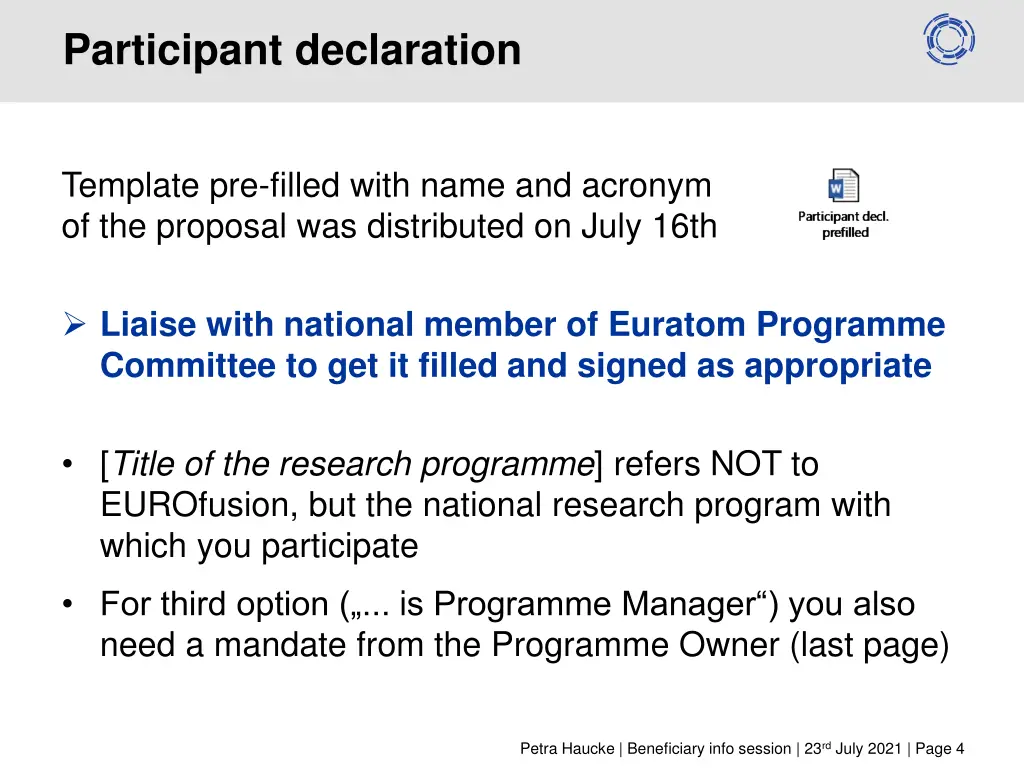 participant declaration