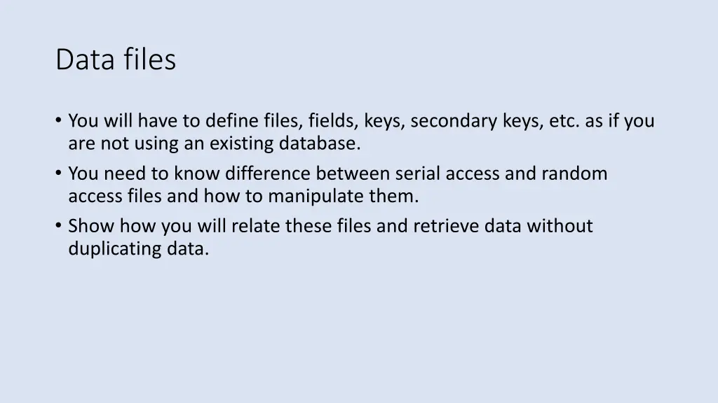 data files