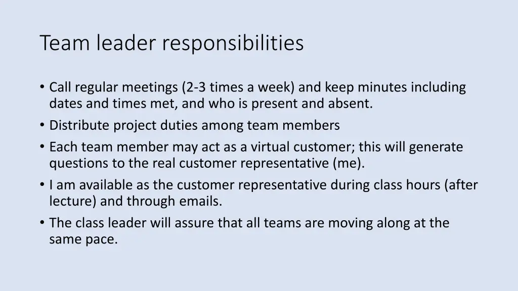 team leader responsibilities