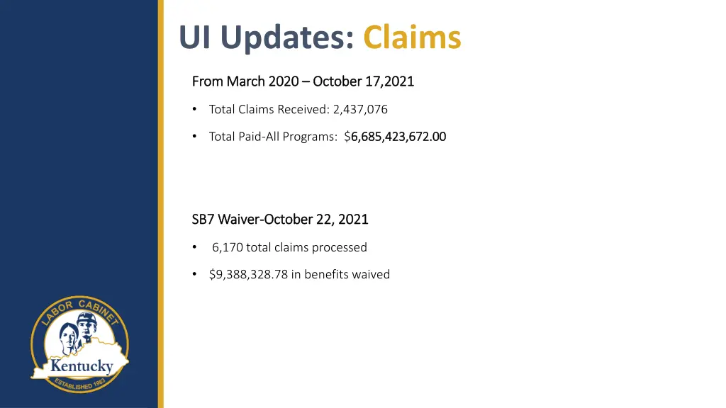 ui updates claims