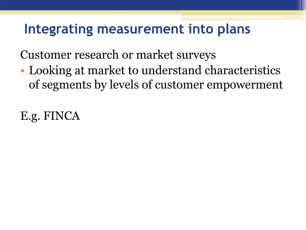 integrating measurement into plans