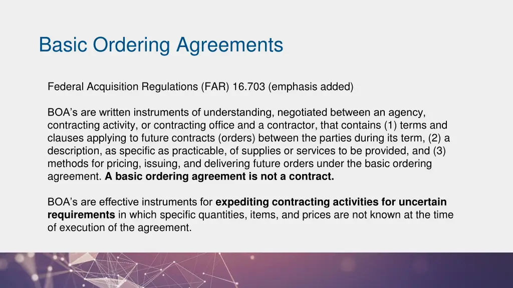 basic ordering agreements