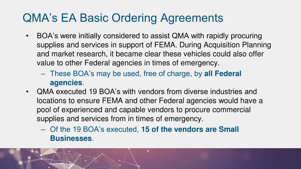 qma s ea basic ordering agreements