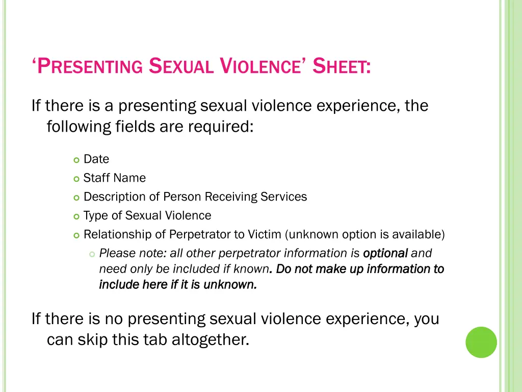 p resenting s exual v iolence s heet 1