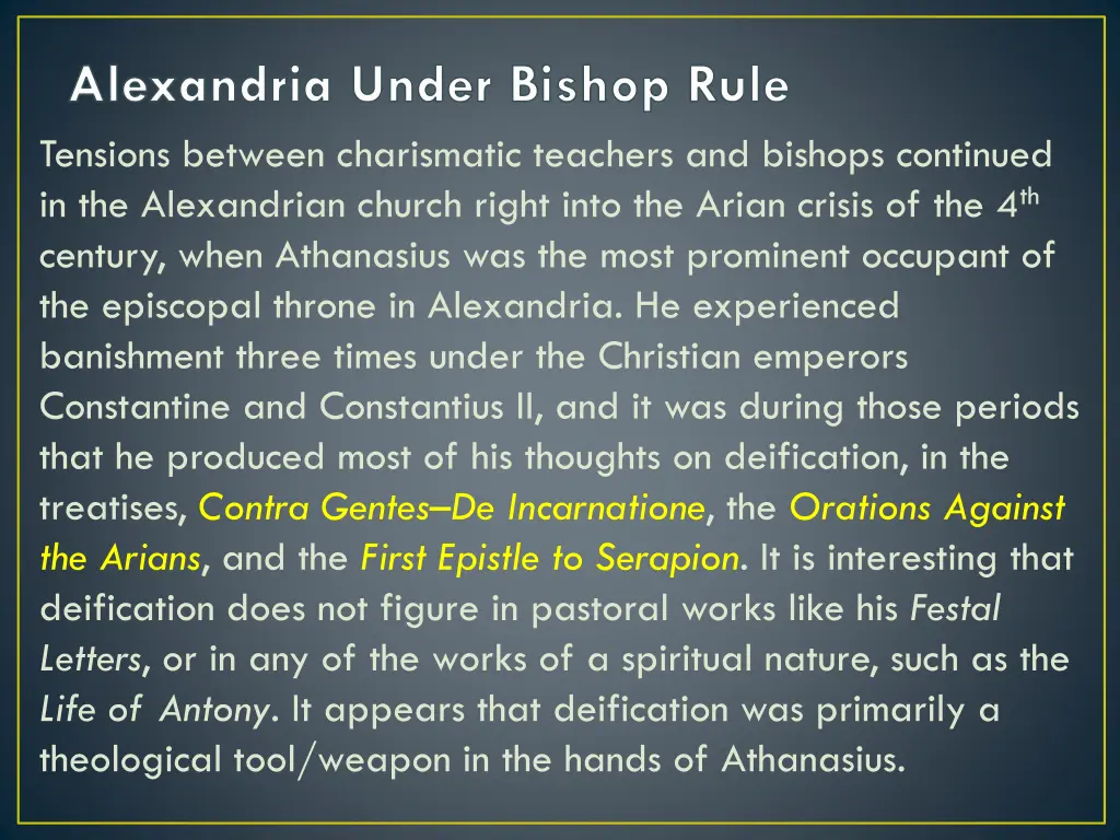 alexandria under bishop rule tensions between