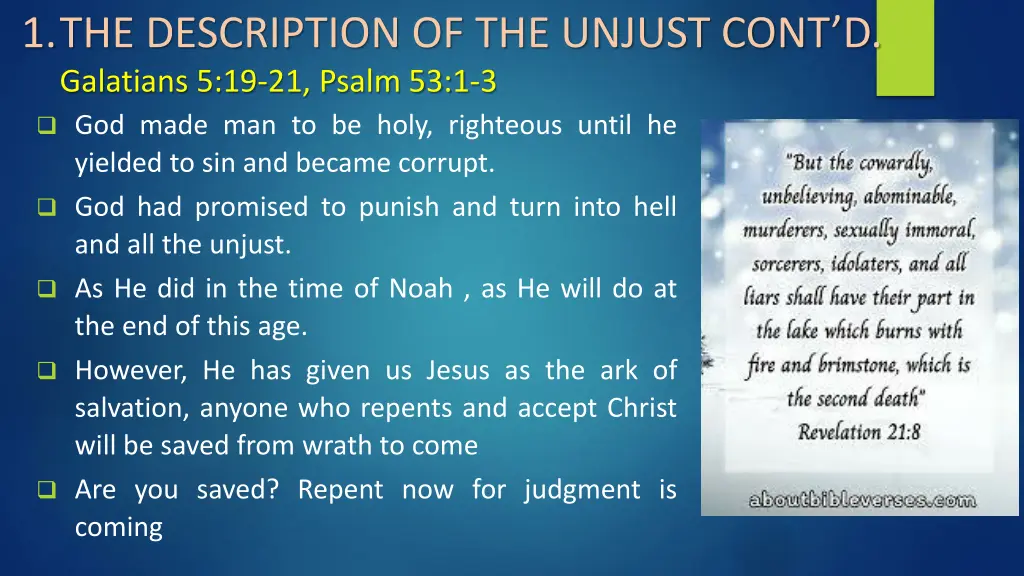 1 the description of the unjust cont d galatians