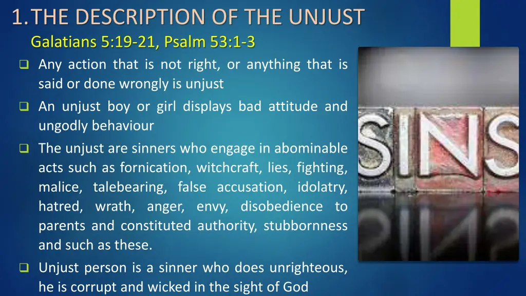 1 the description of the unjust galatians
